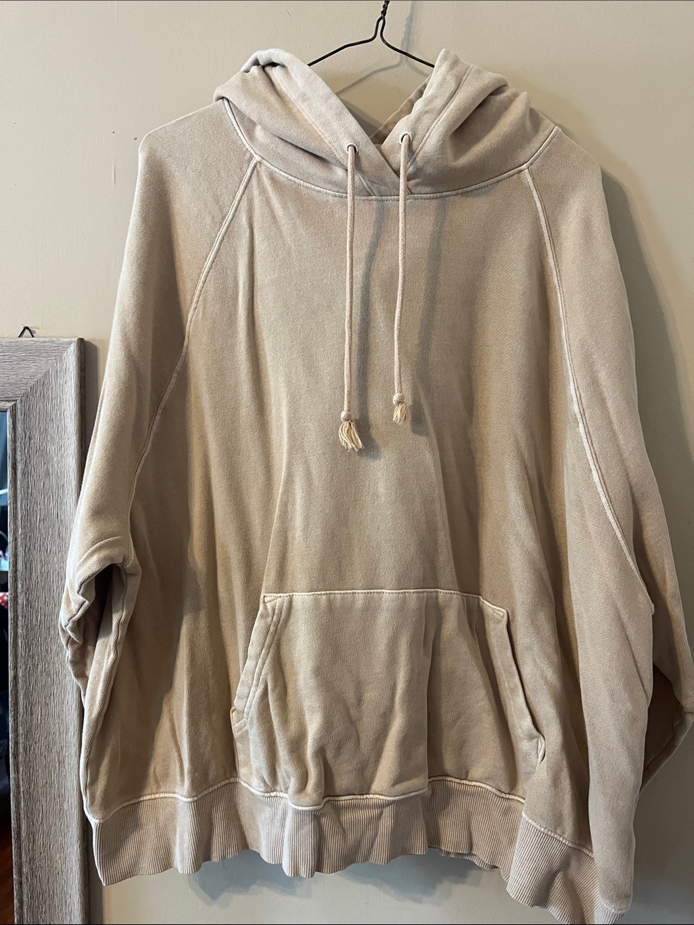 Old Navy Beige Oversized Women's Hoodie Sweatshirt